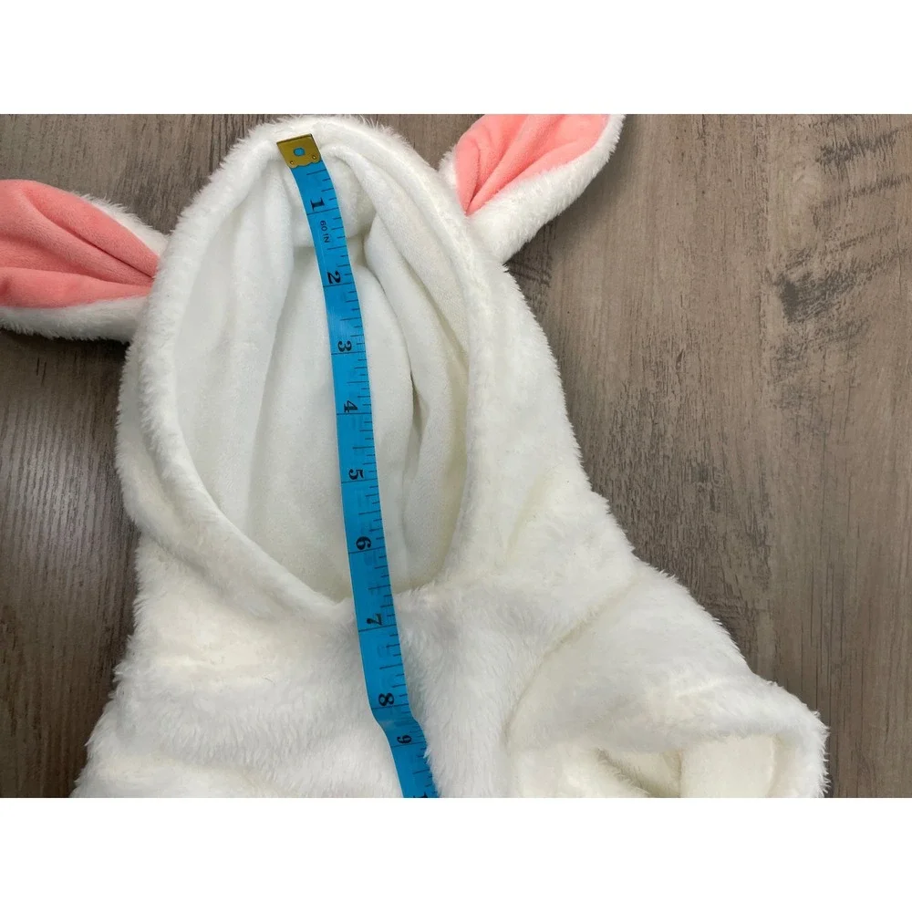 White Plush Bunny Dog Pet Costume Hoodie Hooded Outfit With Ears And Tail Size S